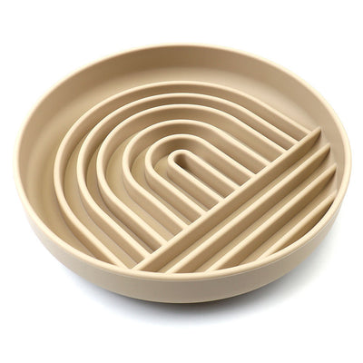 DriftCalm shallow slow feeder dog bowl with flowing channels for gentle calm mealtime enrichment